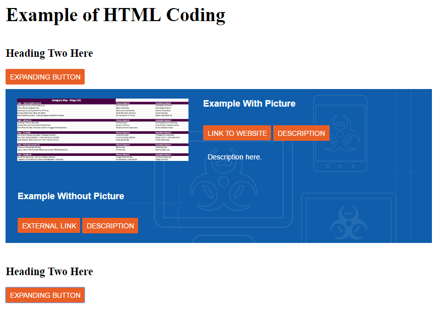 Example of Coding in HTML by Katherine A Hayes